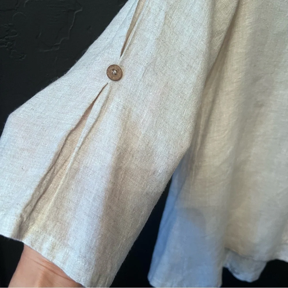 Paper Lacer women blouse Size: S color: Beige 100% Linen - Picture 6 of 11
